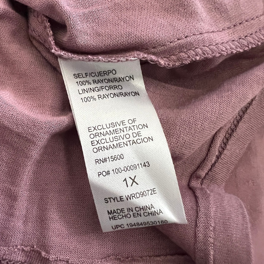 Democracy Swiss Dot Tank Top Womens Size 1X Mauve Boho Ruffle Hem Rayon Blouse - Picture 9 of 13